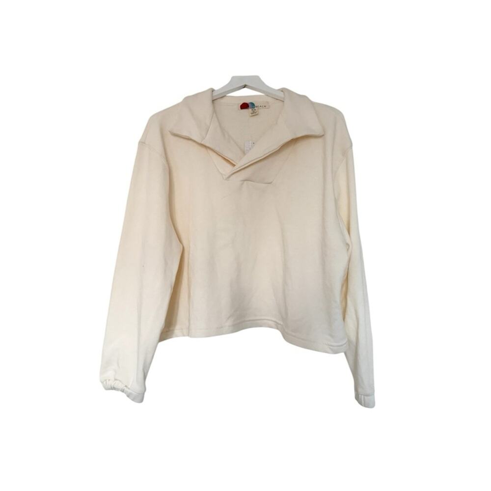 Free People FP Beach Nilla Cream Ivory Relaxed Pullover Sweatshirt Size Medium